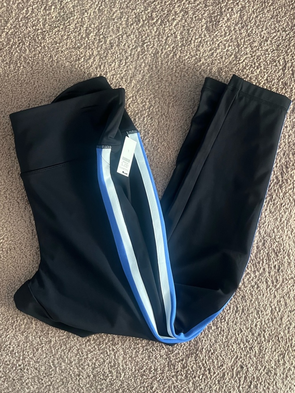 Talbots Black Leggings with Blue and White Accents